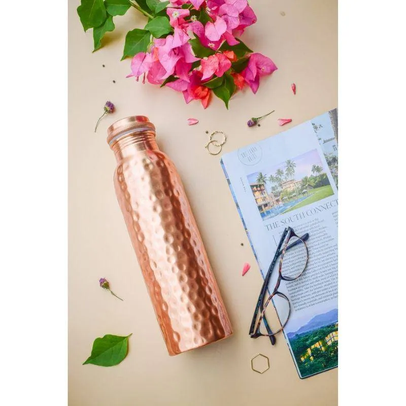 Pure Hammered Copper Bottle | FREE Cotton bag - Taal Mell