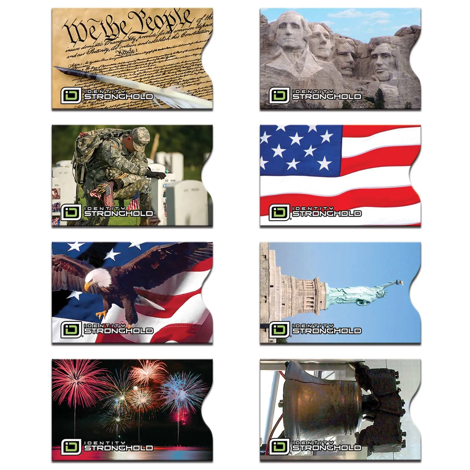 RFID Blocking Credit Card Sleeves - Patriotic 8 Pack