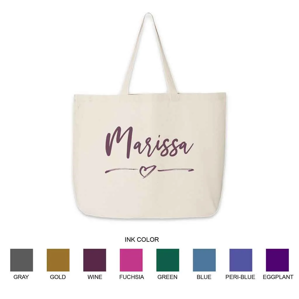 Roomy Canvas Tote Bag for the Bridal Party Personalized