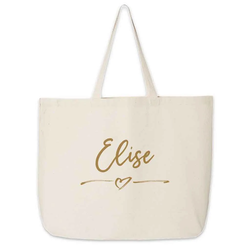 Roomy Canvas Tote Bag for the Bridal Party Personalized