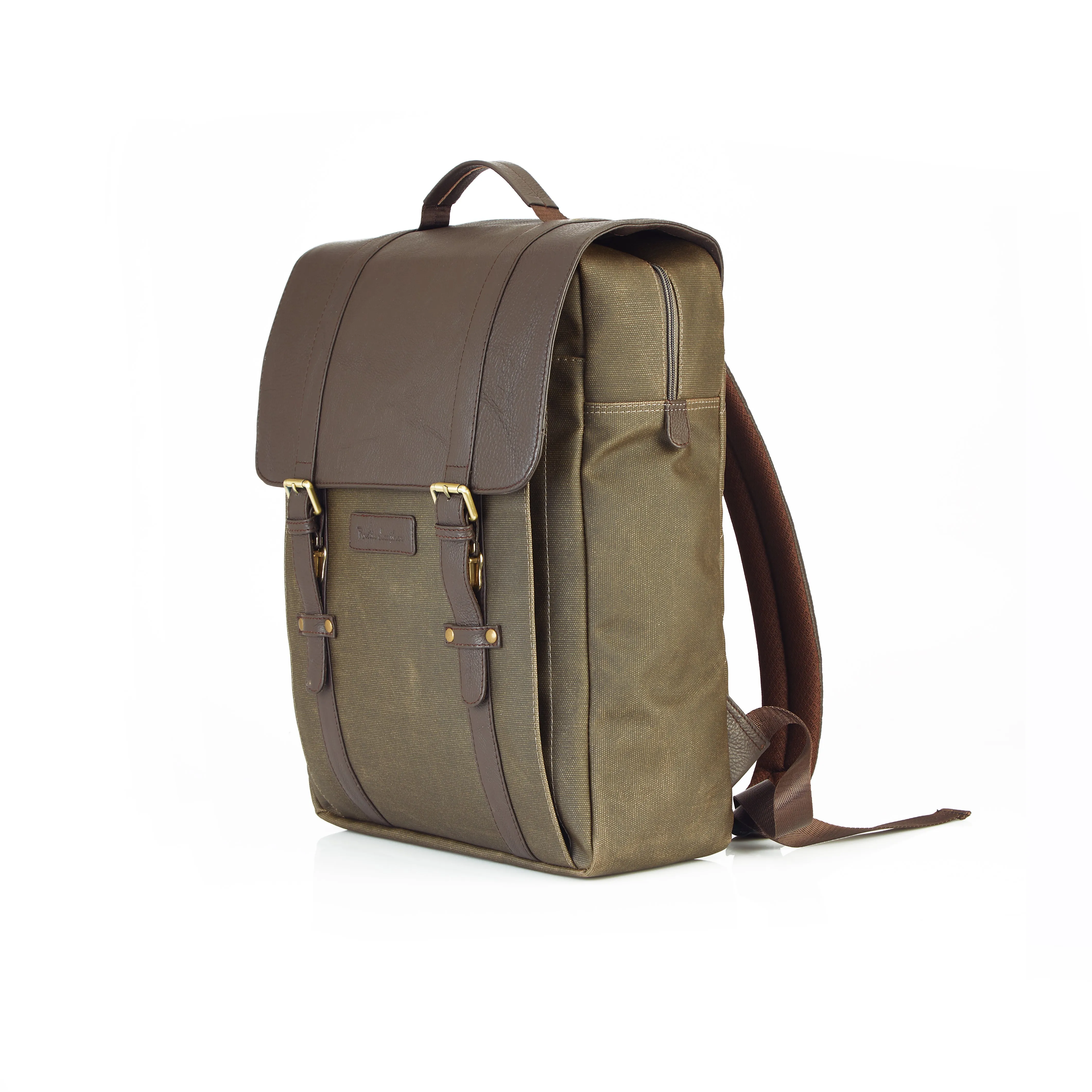 RUSTIC LEATHER BROOK CANVAS LEATHER BACKPACK