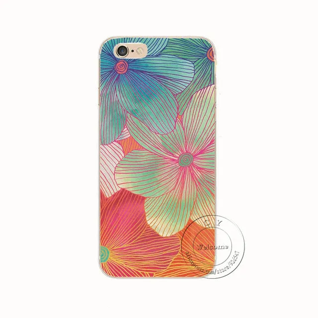 Shell For Apple iPhone 5 5S SE 5C 6 6S 7 Plus 6SPlus Back Case Cover Printing Mandala Flower Datura Floral Cell Phone Cases