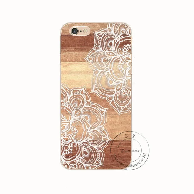 Shell For Apple iPhone 5 5S SE 5C 6 6S 7 Plus 6SPlus Back Case Cover Printing Mandala Flower Datura Floral Cell Phone Cases