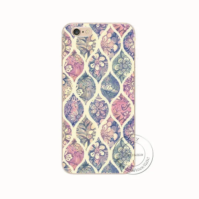 Shell For Apple iPhone 5 5S SE 5C 6 6S 7 Plus 6SPlus Back Case Cover Printing Mandala Flower Datura Floral Cell Phone Cases