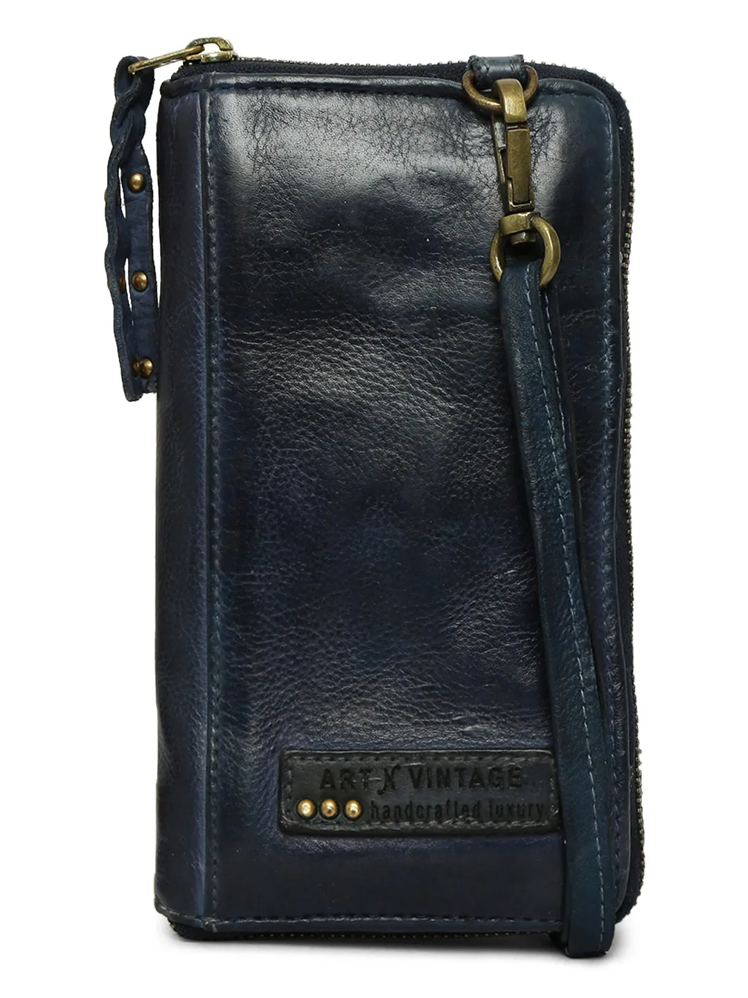 Silvia: Metallic Effect Razor Leather Phone Wallet.