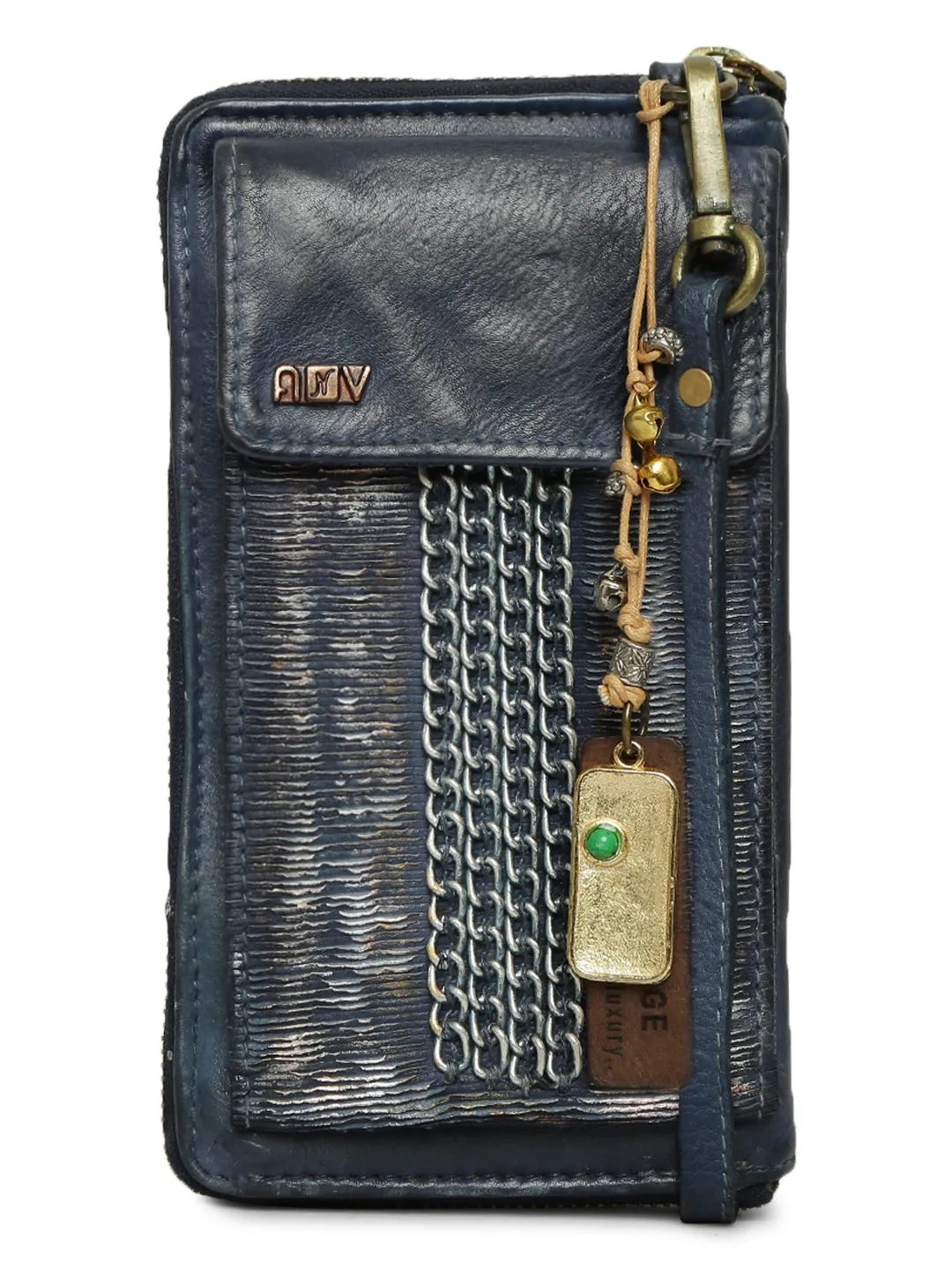 Silvia: Metallic Effect Razor Leather Phone Wallet.