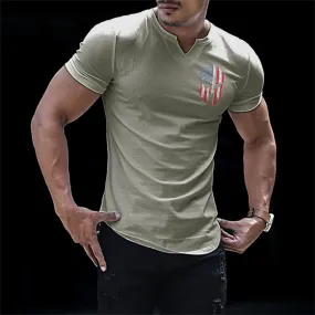 SPARTAN RIBBED V-NECK GRAPHIC TEE