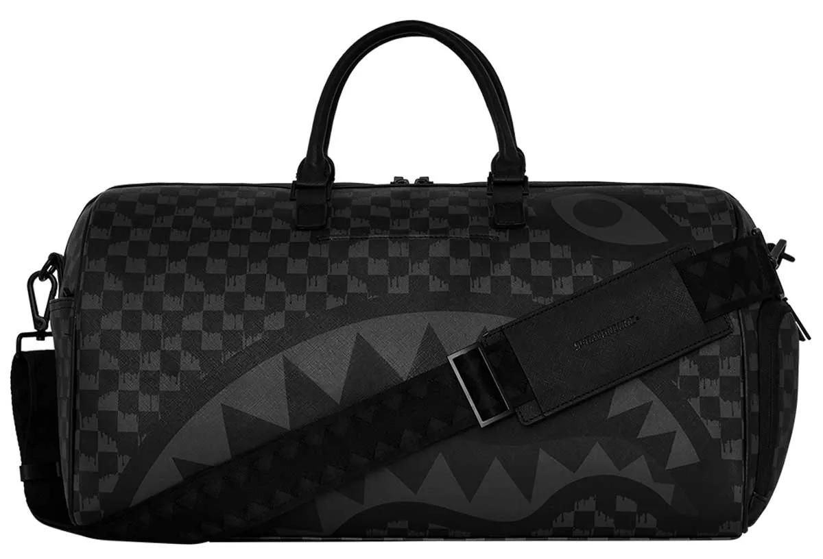 Sprayground Hangover Drip Check In Grey Black Duffle Bag