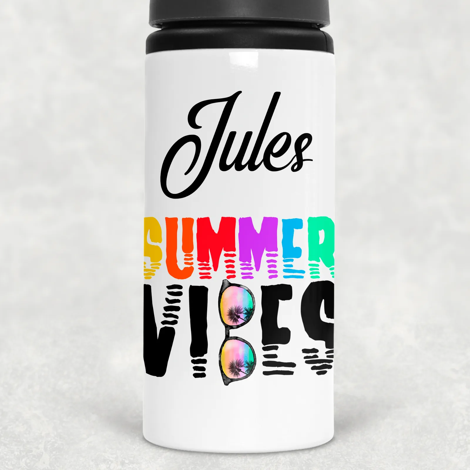 Summer Vibes Sunglasses Personalised Aluminium Straw Water Bottle 650ml