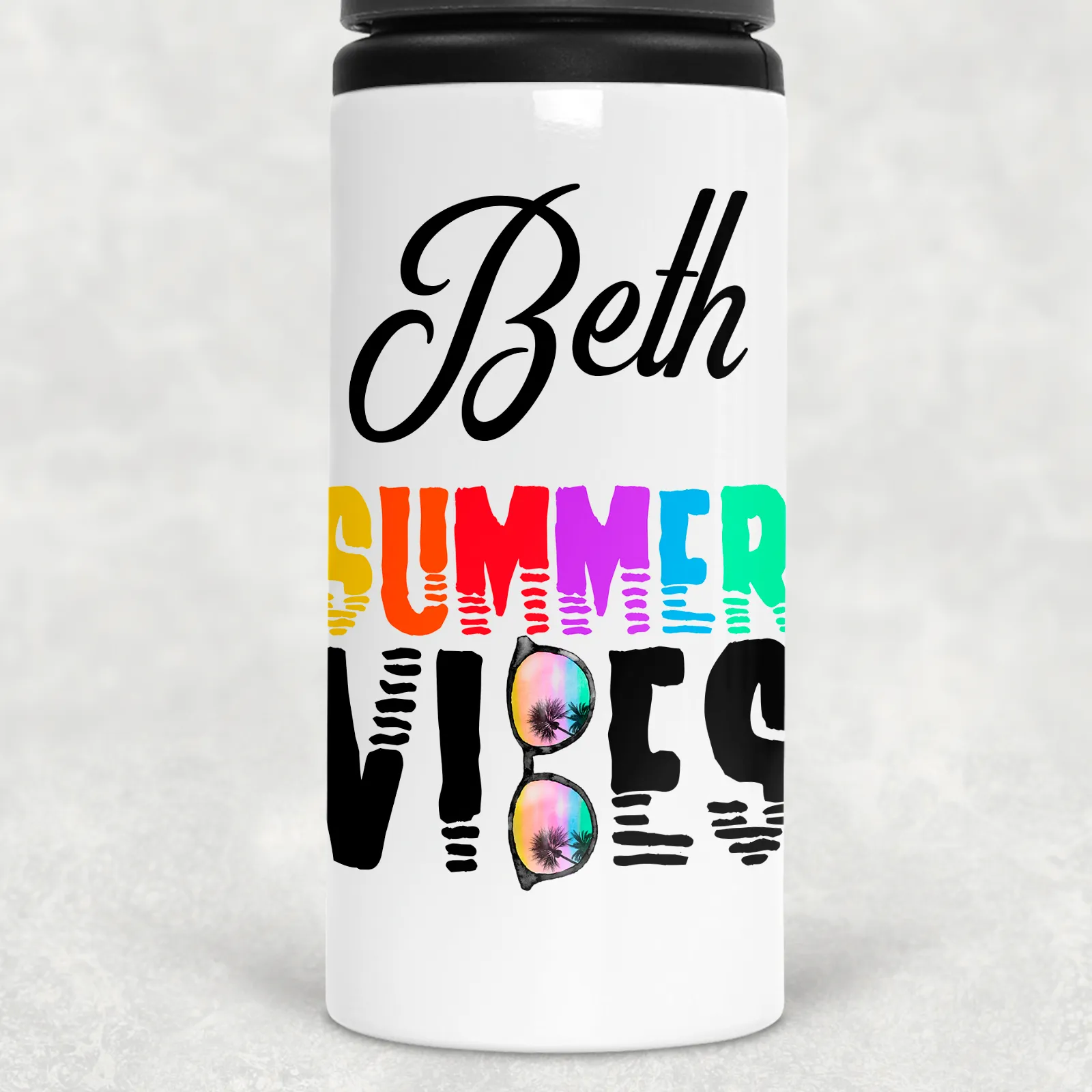 Summer Vibes Sunglasses Personalised Aluminium Straw Water Bottle 650ml