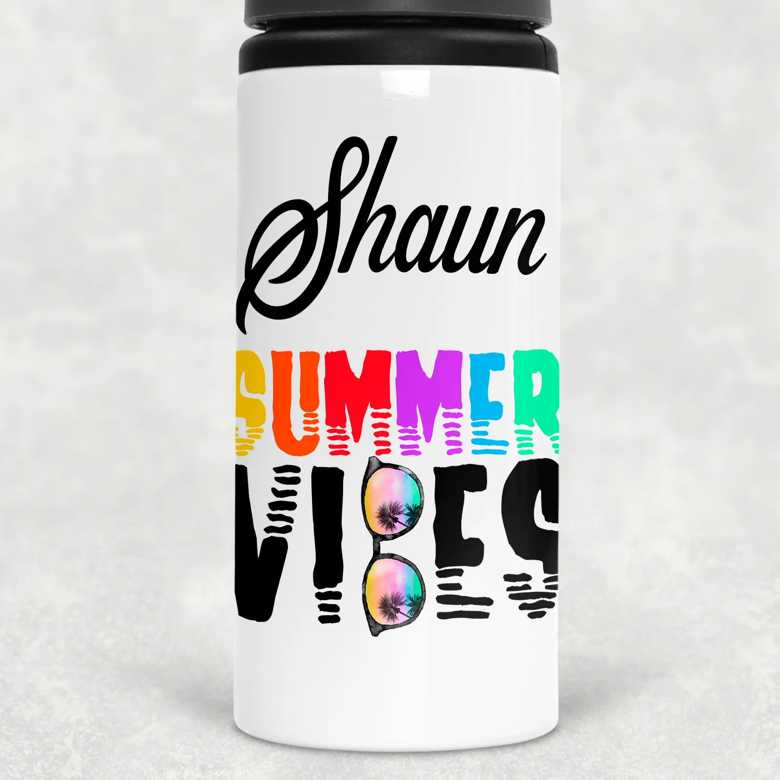 Summer Vibes Sunglasses Personalised Aluminium Straw Water Bottle 650ml