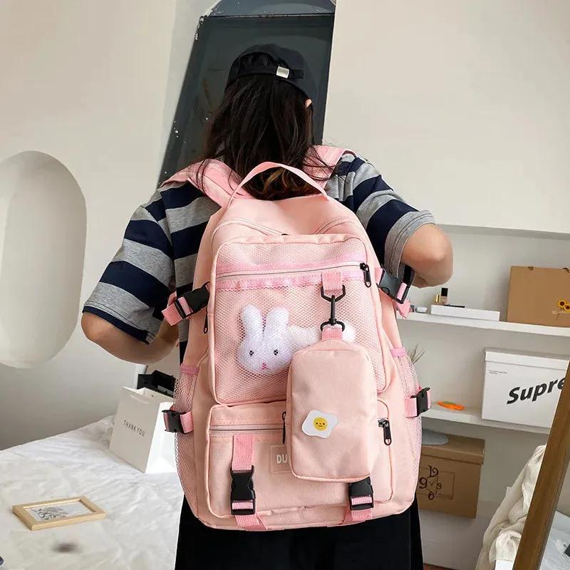 TAVIMART  -  High-capacity Solid Backpacks Women All Match Autumn Canvas School Bag Teenage Girls Japanese Sweet Rucksack Bolsa Сумка