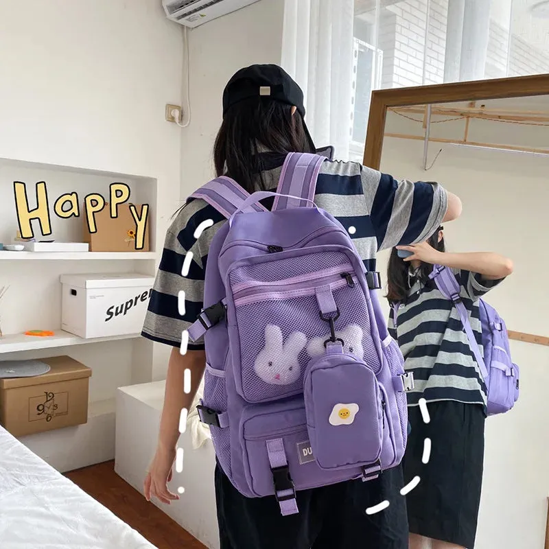 TAVIMART  -  High-capacity Solid Backpacks Women All Match Autumn Canvas School Bag Teenage Girls Japanese Sweet Rucksack Bolsa Сумка