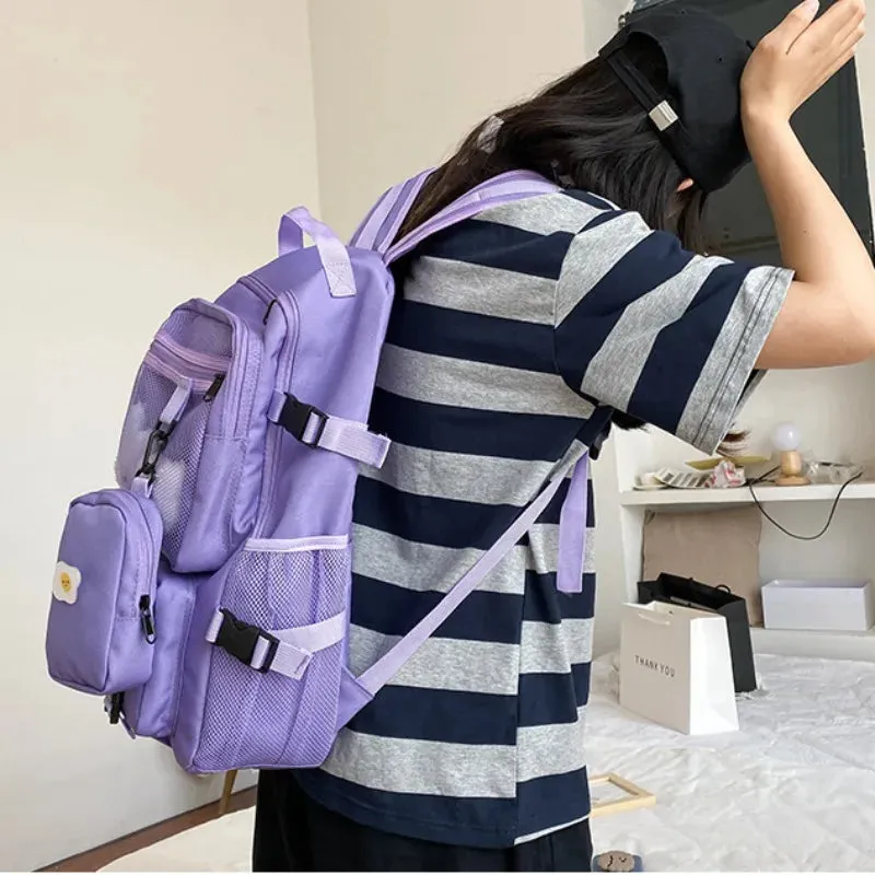 TAVIMART  -  High-capacity Solid Backpacks Women All Match Autumn Canvas School Bag Teenage Girls Japanese Sweet Rucksack Bolsa Сумка