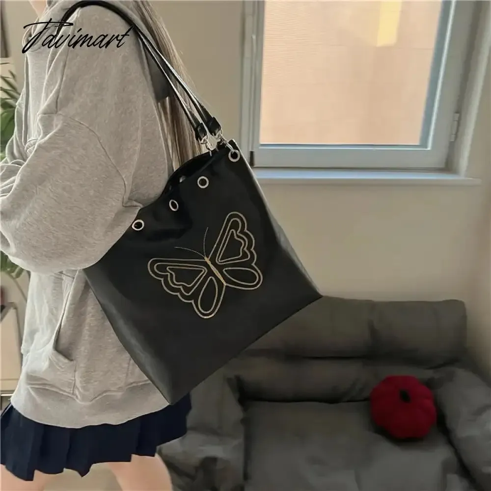 Tavimart Niche Retro Academy Butterfly Embroidery Luxury Women's Bags Long Bag Strap Autumn New Designer Trendy Messenger Shoulder Bag