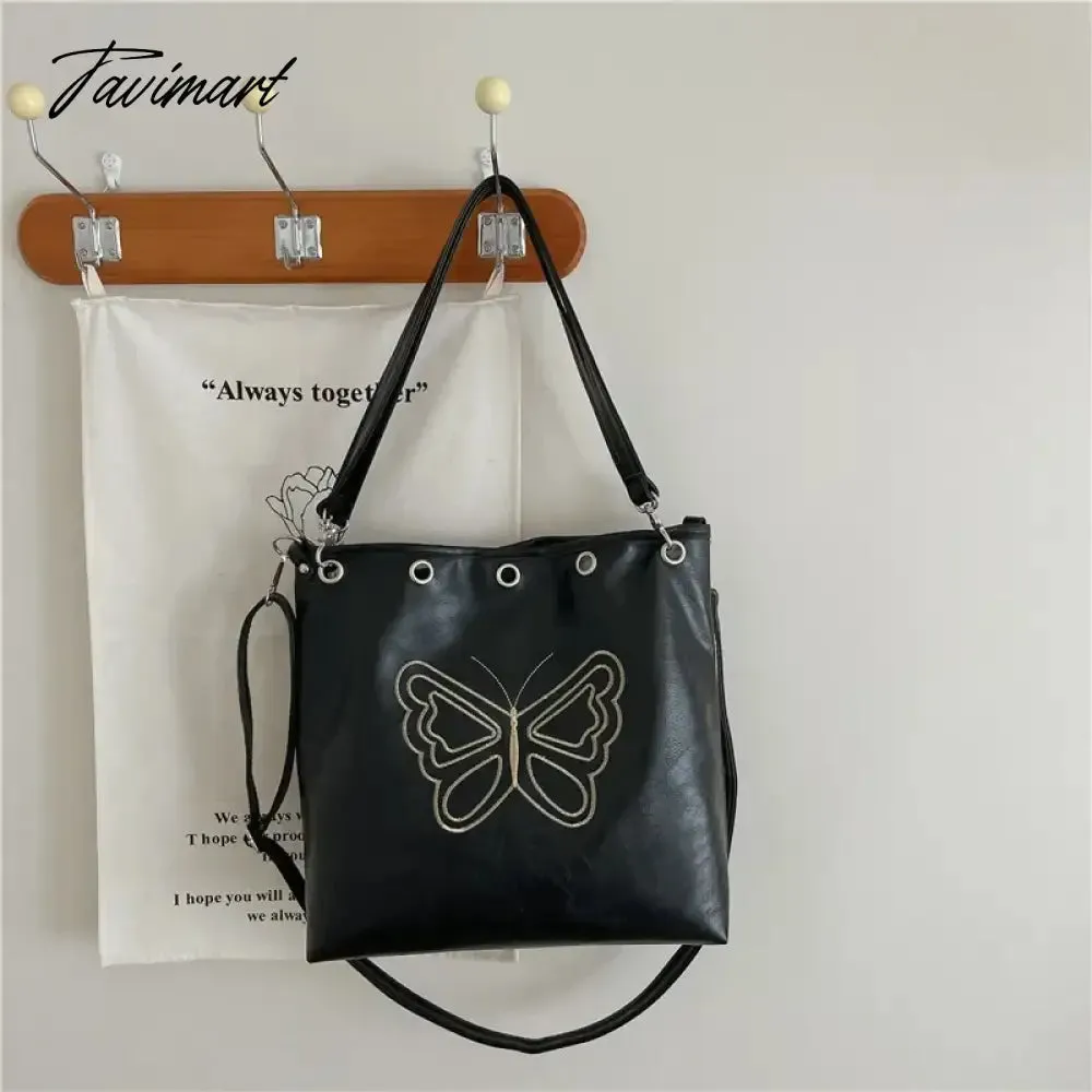 Tavimart Niche Retro Academy Butterfly Embroidery Luxury Women's Bags Long Bag Strap Autumn New Designer Trendy Messenger Shoulder Bag