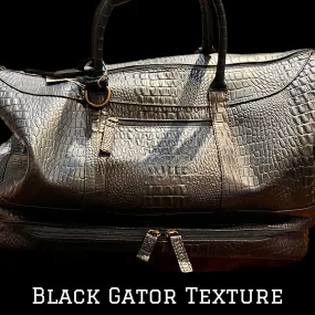 Texas Weekender Duffle & Boot Bag - Black Embossed Gator