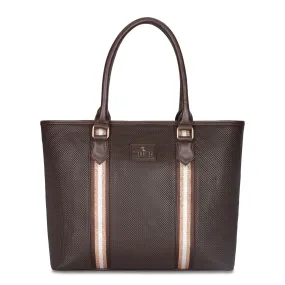 THE CLOWNFISH Sophitech Series Faux Leather 14 inch Laptop Handbag For Women Office Bag Hand Messenger Bag Tote Ladies Shoulder Bag For Women College Going Girls (Chocolate Brown)