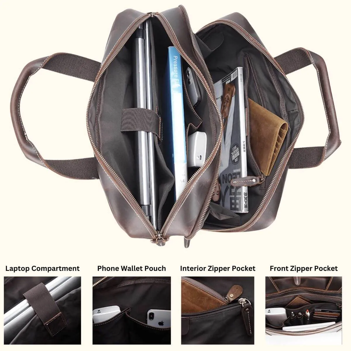 The Globe Trotter – Men’s Leather Travel Briefcase