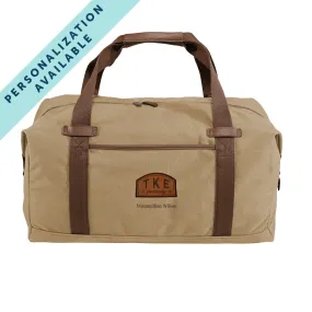 TKE Khaki Canvas Duffel With Leather Patch