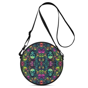 Trippy Skulls Round Satchel Bag