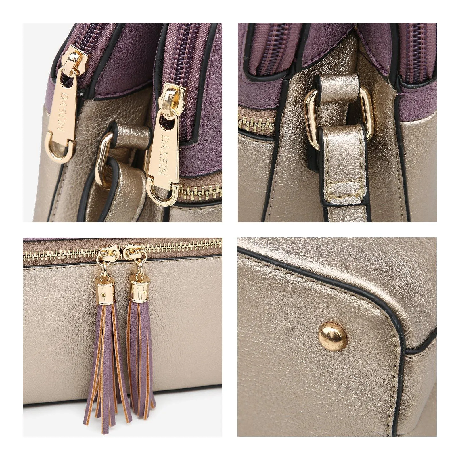 Two-Tone Tassel Crossbody Bag