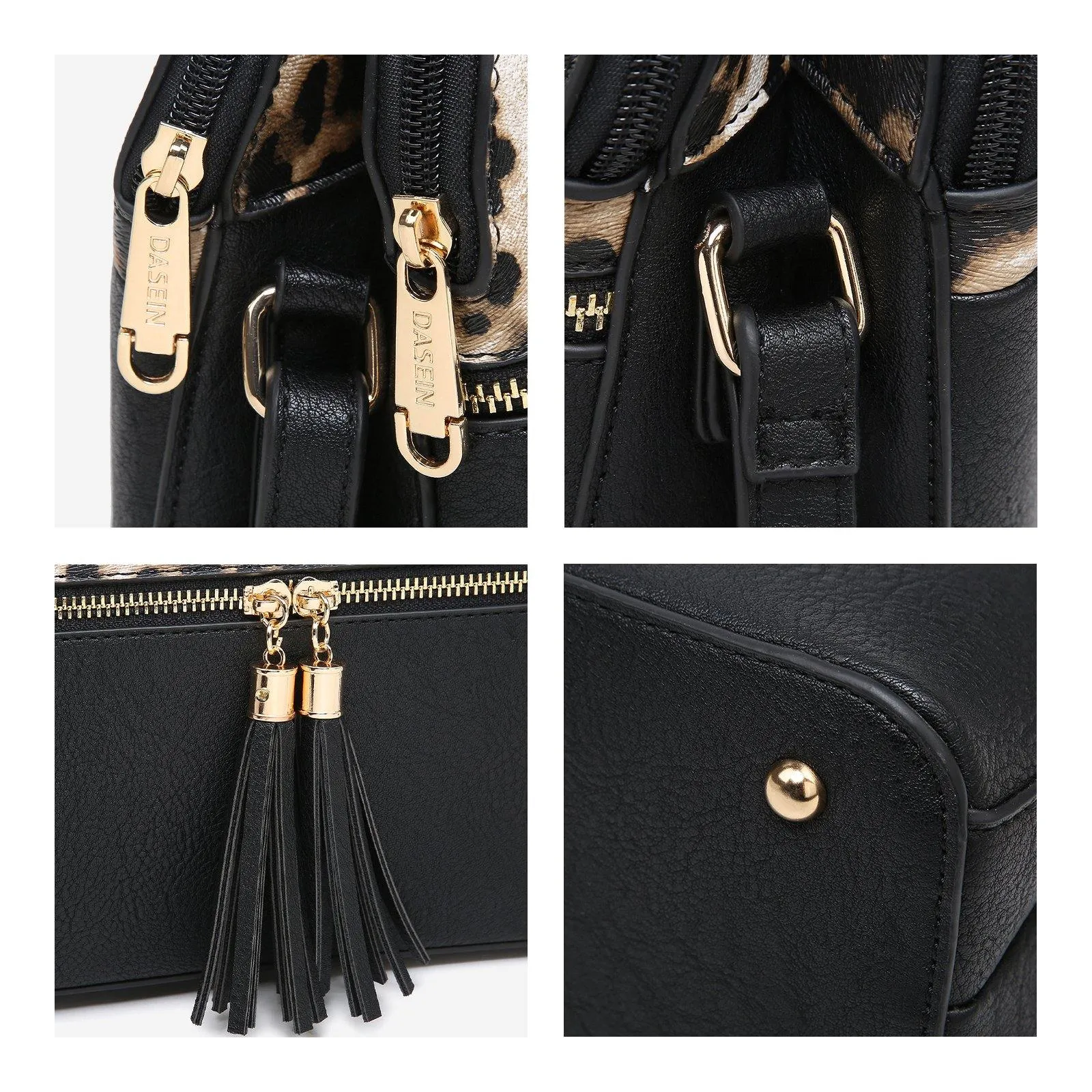 Two-Tone Tassel Crossbody Bag