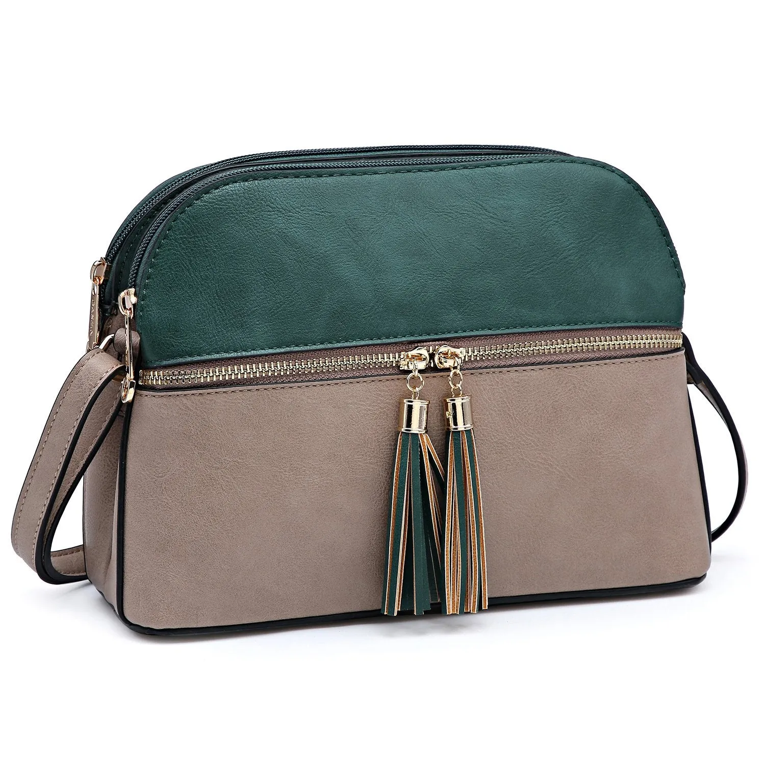 Two-Tone Tassel Crossbody Bag