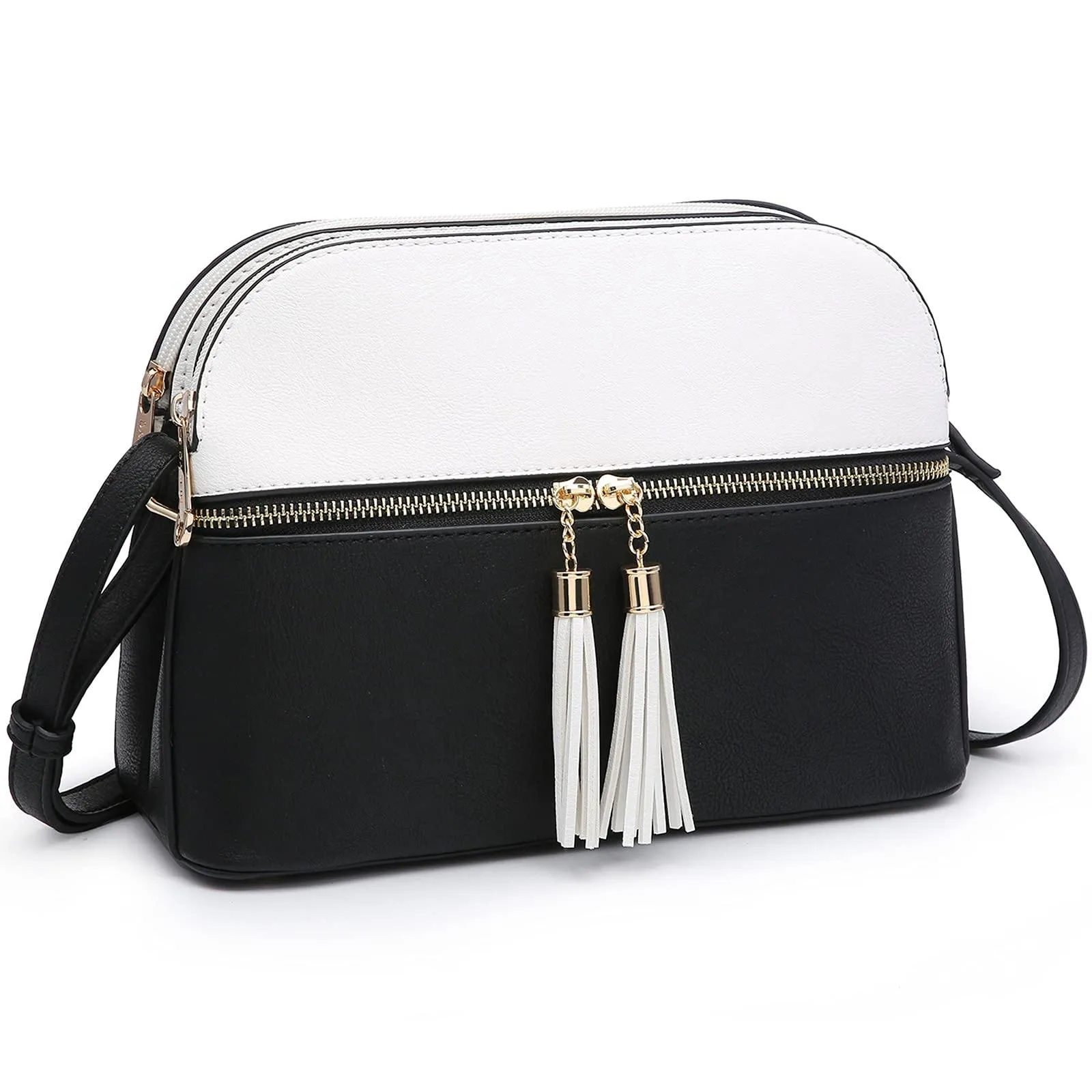 Two-Tone Tassel Crossbody Bag