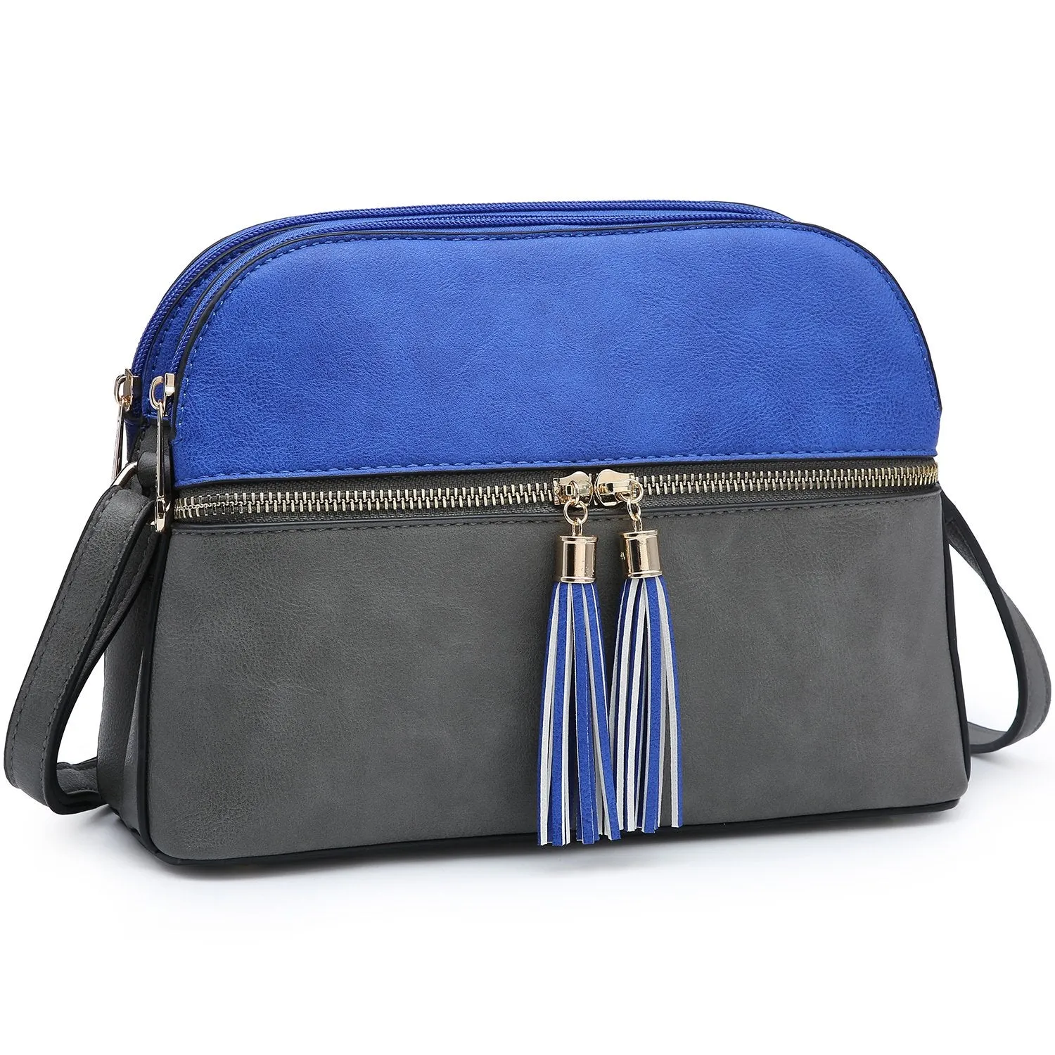 Two-Tone Tassel Crossbody Bag