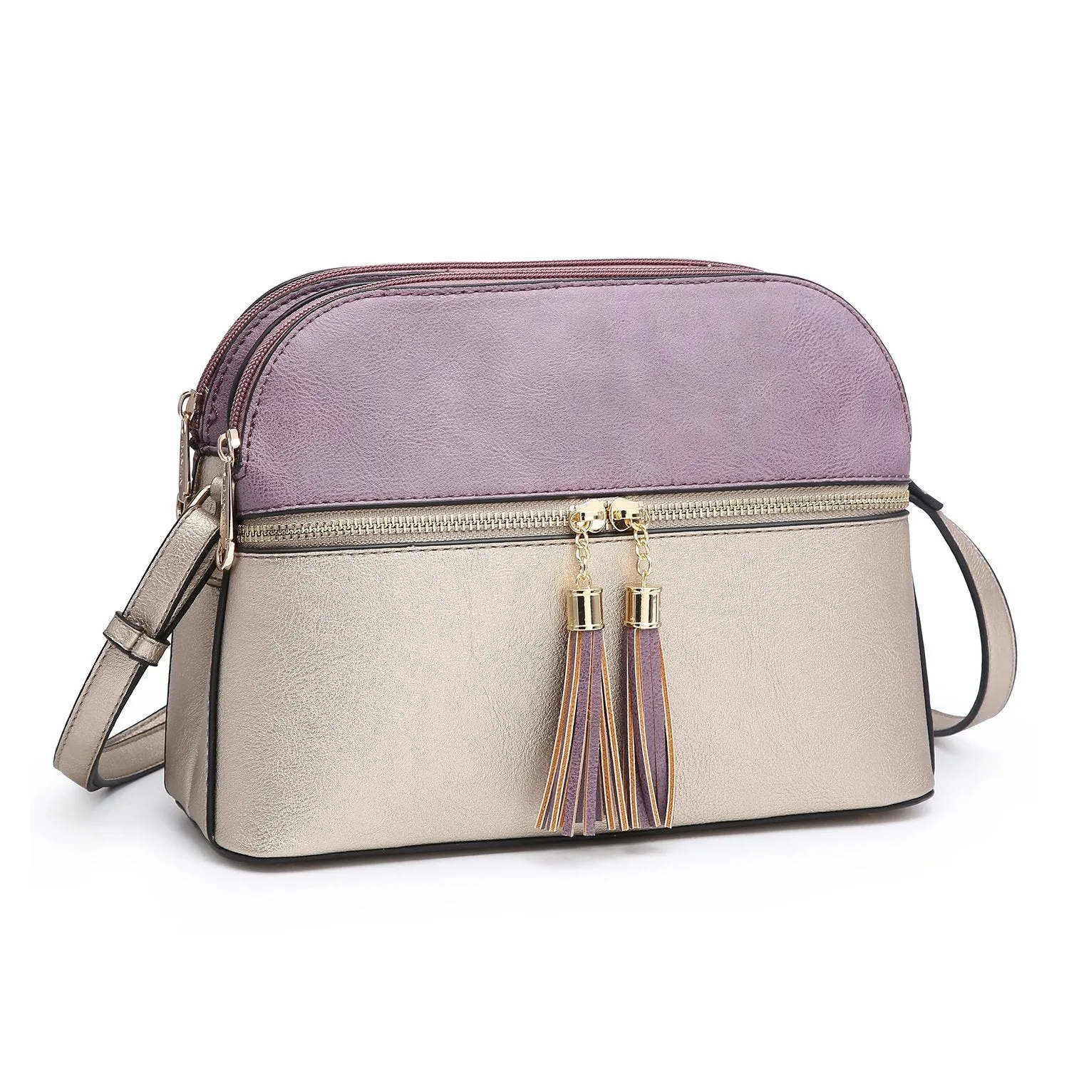 Two-Tone Tassel Crossbody Bag