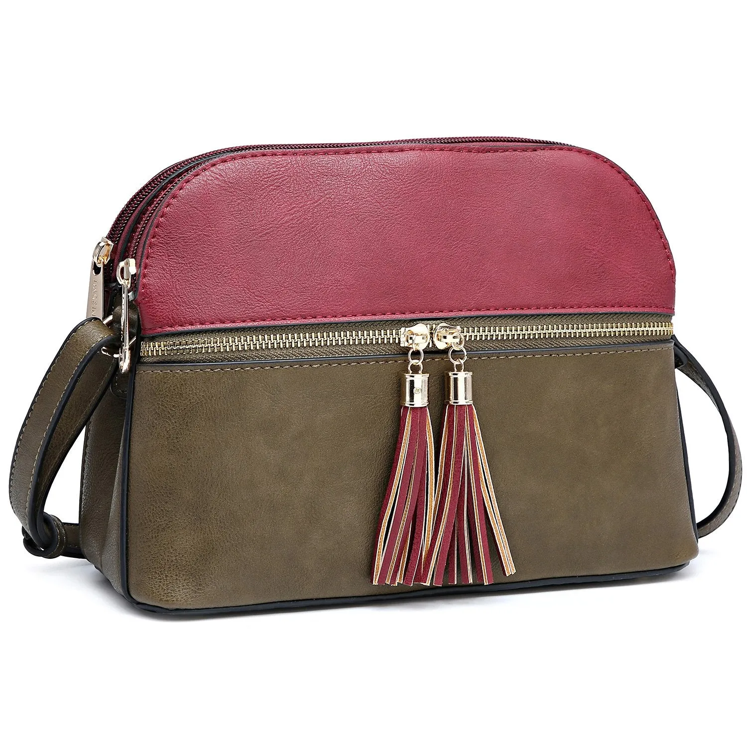 Two-Tone Tassel Crossbody Bag