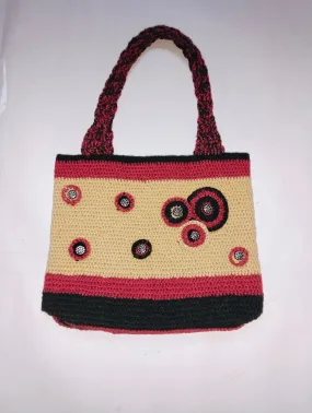 Unique Graminarts Design Multicolor Woolen Handmade Beach Bag For Girls/Women