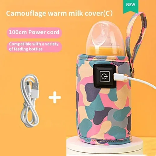 USB Milk Water Warmer Bottle Heater Travel Stroller Insulated Bag Baby