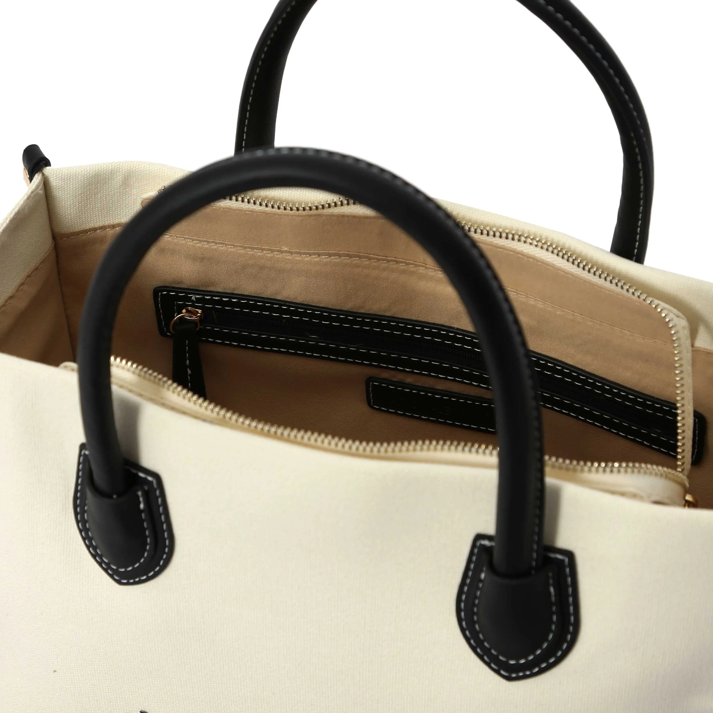 Valentino Bags Leith RE Ladies Mini Tote Bag in Natural & Black