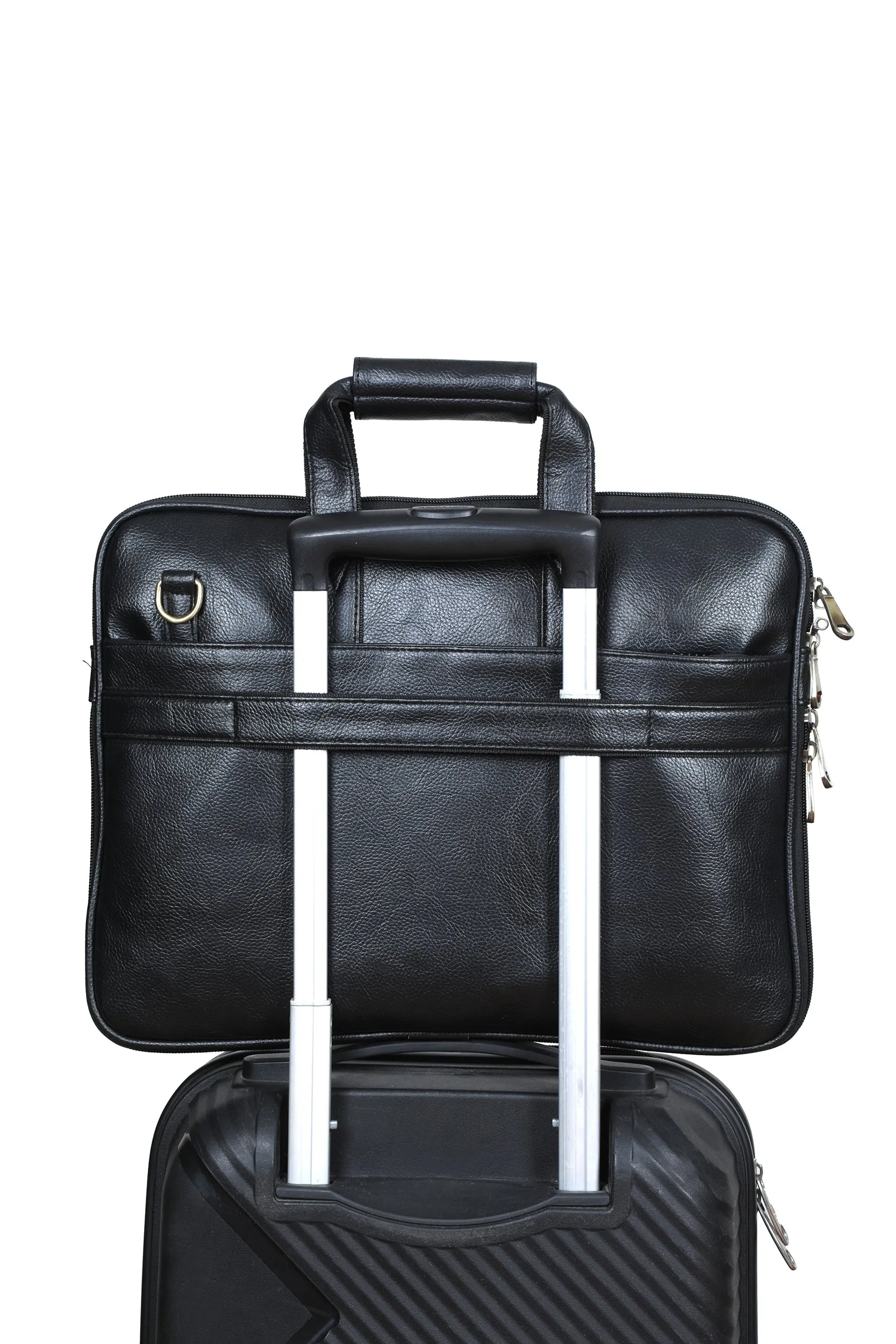 Vegan leather expandable slim laptop bag