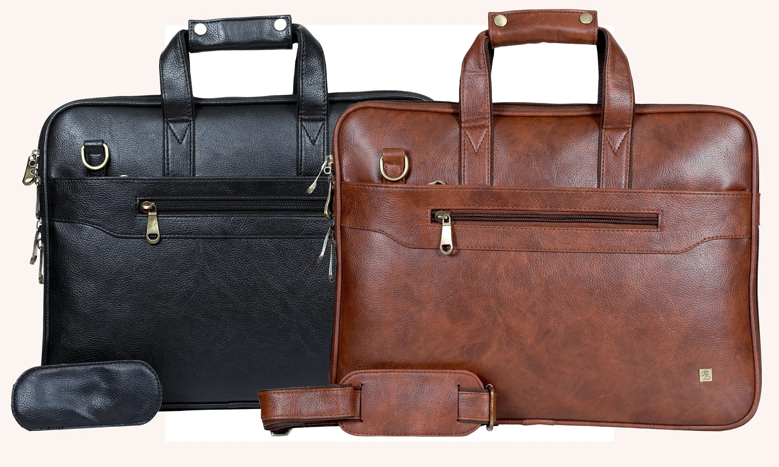 Vegan leather expandable slim laptop bag