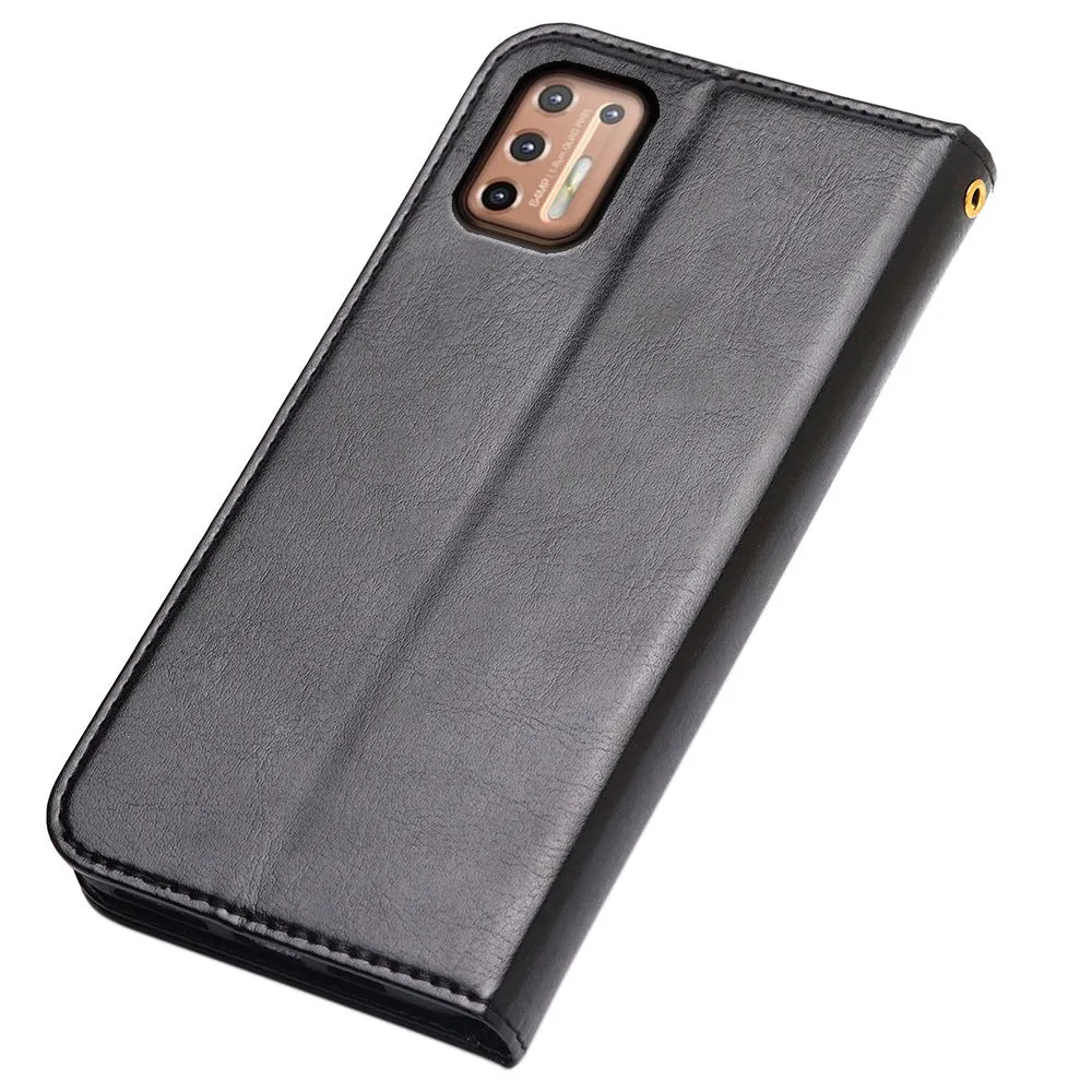 Wallet with card slot for Motorola Edge S Black shockproof phone case