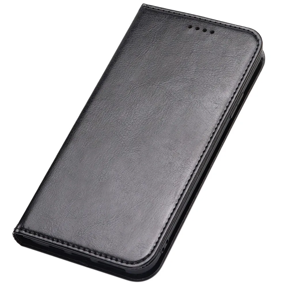 Wallet with card slot for Motorola Edge S Black shockproof phone case