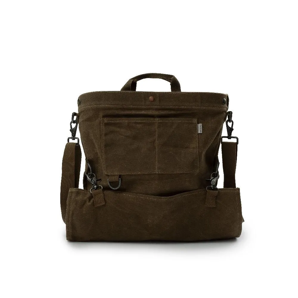 Waxed Canvas Gathering Bag - Dark Khaki