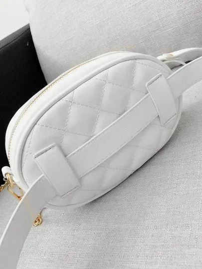 White quill detail designer style fanny pack bag