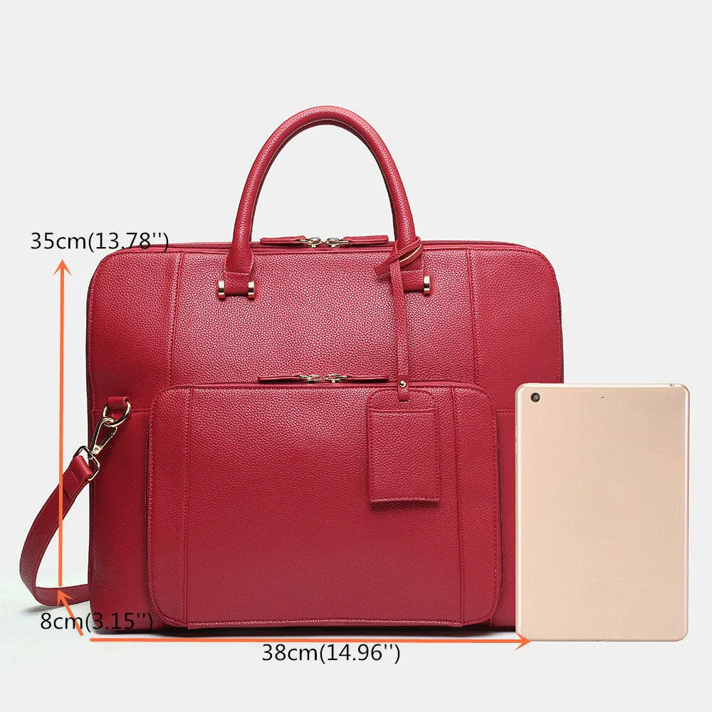 Women Design Solid Handbag Multifunction Crossbody Bag 15.6 Inch Laptop Messenger