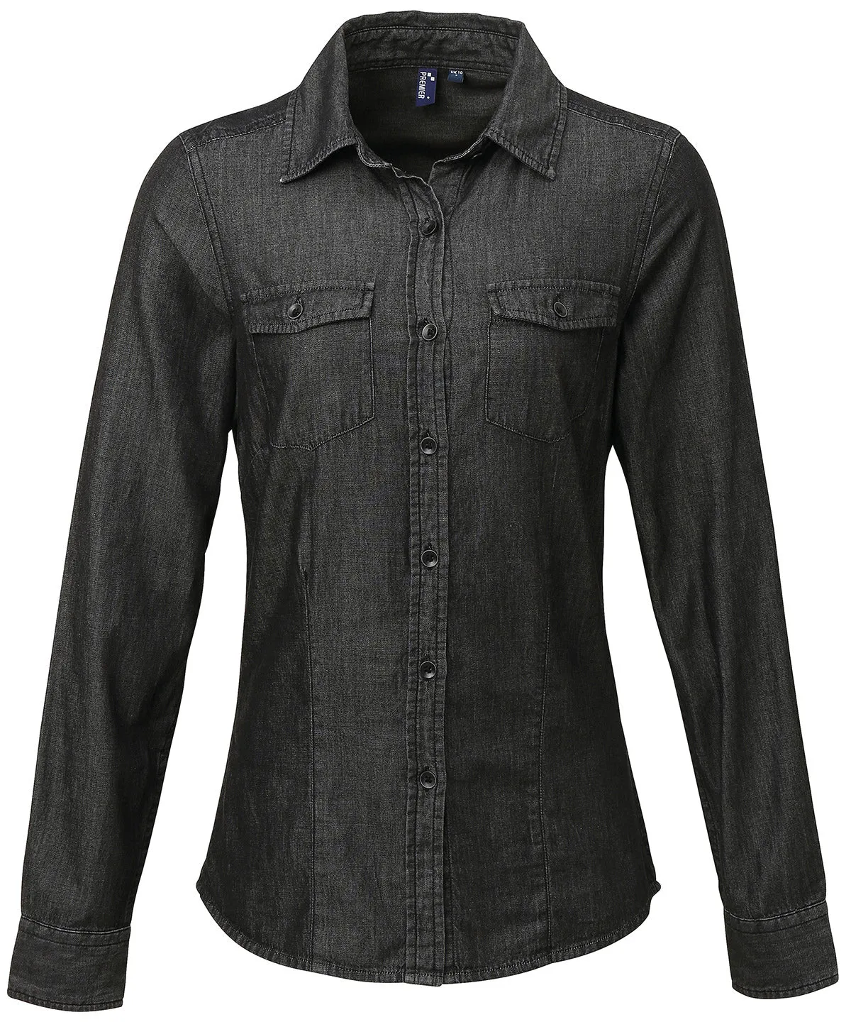 Womens jeans stitch denim shirt | Black Denim