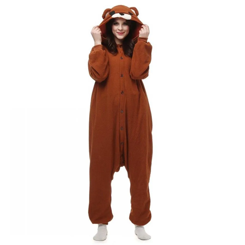 WOTOGOLD Animal Cosplay Costume Coffee  Bear Unisex Adult Pajamas