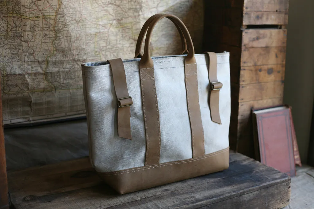 WWII era Leather Bottomed Canvas Carryall - SOLD